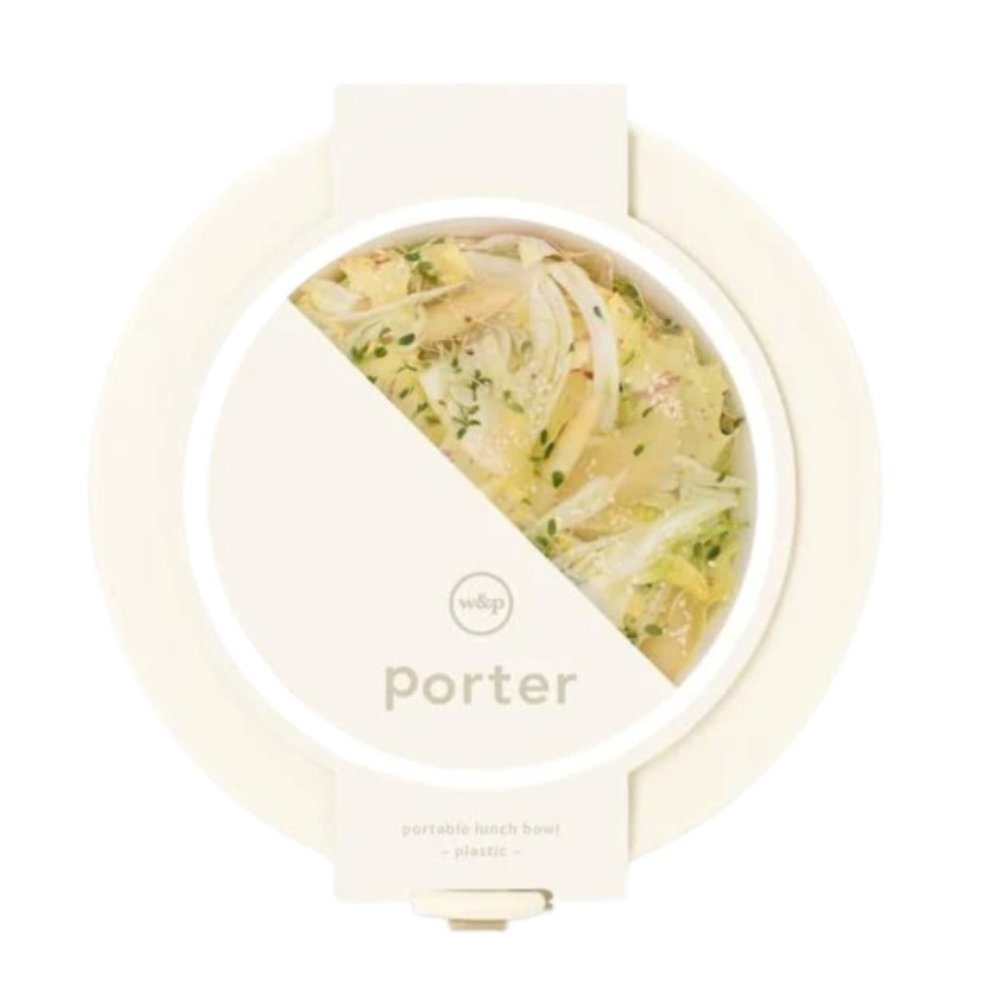 Modern Lunch Bowl Container in Cream | Plastic Bento Box, Meal Prep